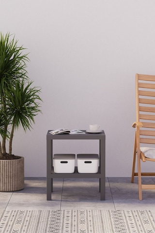 2 Katlı Dikey Raf, Plastik Sehpa, Çiçeklik, Saksılık, Banyo Mutfak Rafı, Gri Gri