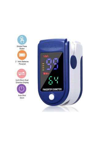 Vkemall Pulse Oksimetre Parmak Ucu Nabız Oksimetresi Kan Oksijen Doygunluğu Nabız Hızı Monitörü Çift Yön Mavi