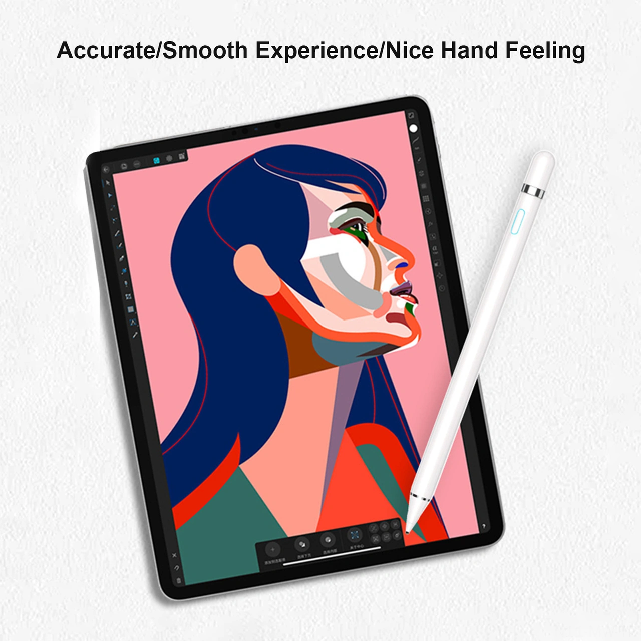 Moveevo Beyaz 1.45mm Uçlu Şarj Edilebilir Dokunmatik Kalem - Android/ıos Uyumlu, 140mah Batarya, Pijamalı Ve Ekran Koruyucu