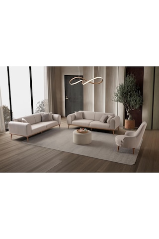 Rebull 3+3+1 Koltuk Takımı Sütlü Kahve