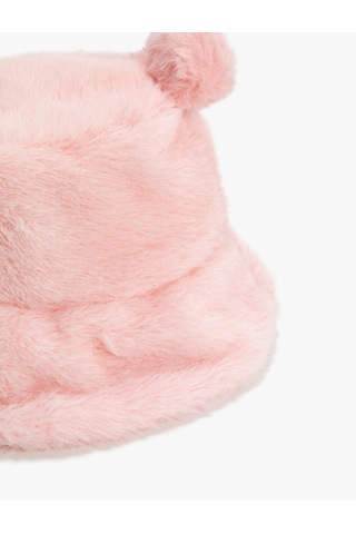 Koton Peluş Bucket Şapka Ponpon Detaylı Pembe 4wkg40001aa Gülkurusu