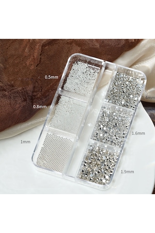 6lı Tırnak Metal Havyar Ve Parlak Süs Taşları 3 Boy Nail Art Süsleme Taşları Wn-524
