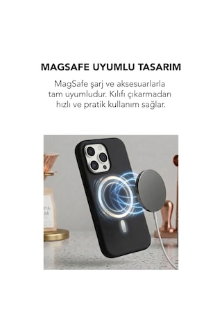 Apple İphone 15 Pro Max Uyumlu Magsafe Lansman Silikon Kılıf Siyah