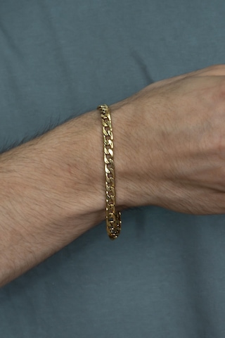 Gurmet Altın Kaplama Çelik Unisex Bileklik Zincir 6 Mm H081Bs Altın