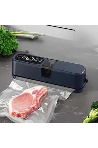 Honeybeeshop Taşınabilir Usb Şarjlı Otomatik Vakumlu Mühürleyici Koyu Mavi 1200mah Kompakt Tasarım Ev Ve Piknik İçin