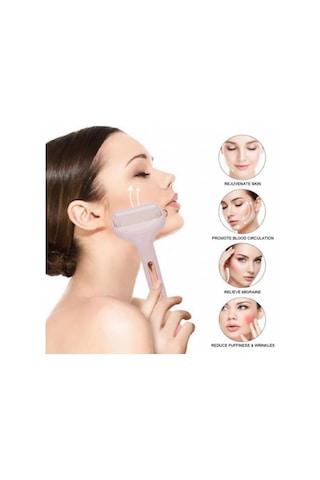 Buz Silindiri Ice Roller Şişkinlik Giderici Ve Gözenek Sıkılaştırıcı Yüz Masaj Aleti Pembe Gold Seri