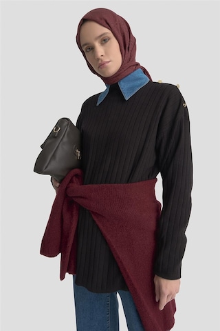 Armine Yüksek Yaka Triko Kazak 25kd6019 Siyah Siyah