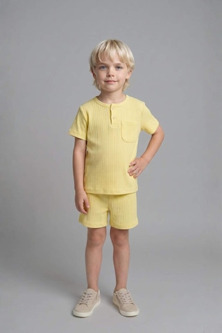 Defacto Kısa Kollu Üst Şort Alt 2li Pijama Takımı Erkek Bebek H5378a526hsyl273 Sarı-yl273