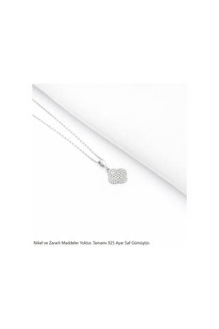 Brezza Lusso Jewelry Timeless Series Zirkon Taşlı Gümüş Zarif Yaprak Kolyesi Gümüş