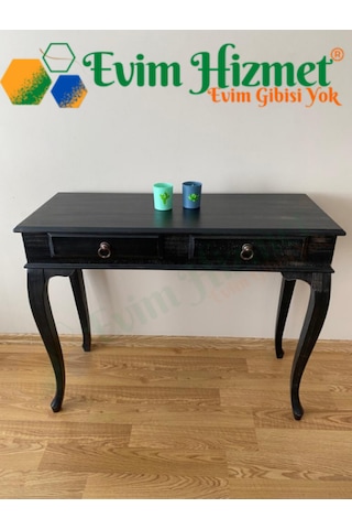 120 Cm Çekmeceli Siyah Eskitme Dresuar & Makyaj Masası Siyah