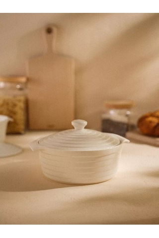 Sl Home Seramik Fırın Kabı Kapağı İle 1,57 Lt 201313924 Beyaz