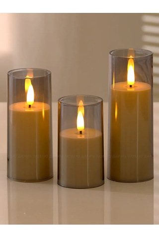 Lublu Darit' Led Mumler, Piliyle Dönen 3'lü Set 480842310 Bej