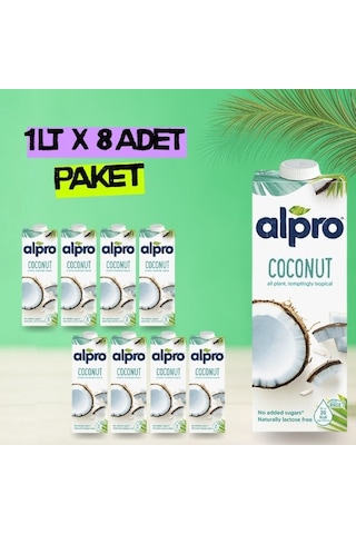 Alpro Hindistan Cevizi Sütü 8 X1 L Vegan Laktozsuz Bitkisel Bazlı