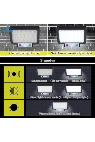 56led/72/108/117cob Güneş Enerjili Bölünmüş Duvar Lambası 3 Modlu Açık Hava Su Geçirmez Hareket Sensörü Bahçe Acil Sokak Lambası Uzaktan Kumandalı Duvar Lambası 117cob With Remote