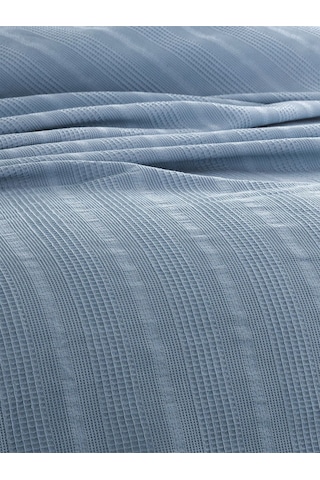 Çift Kişilik Waffle Pike 210x230cm, %100 Pamuk, Petek Tasarım, Mavi Mavı Mavi