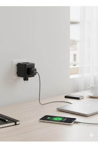 Winnboss 3'lü Priz + 3'lü Usb Type-c Çıkışlı Akım Korumalı Küp Priz Çocuk Korumalı 0