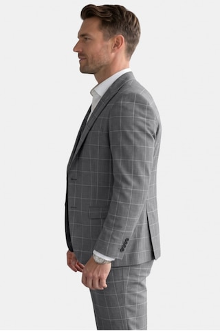 Deepsea Erkek Koyu Gri Slim Fit 3 Lü Takım Elbise Yelekli Ekose Desenli Çift Düğme Takım Elbise 2600501