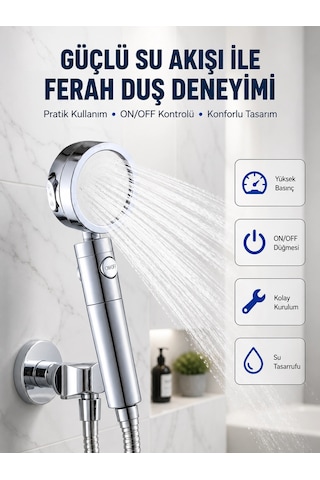 Şelale Sisi Ve Masaj Özellikli Banyo Duş Başlığı Rekli