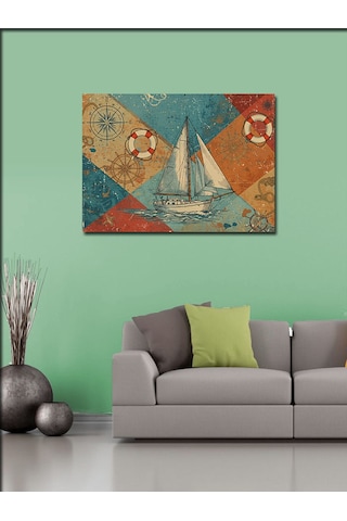 Kanvas Tablo Yelkenli Tekne Ve Desenler