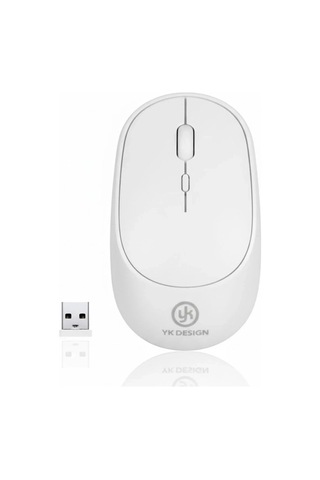 Ergonomik Beyaz Kablosuz Mouse Usb Alıcılı Ofis Ve Oyun İçin Standart