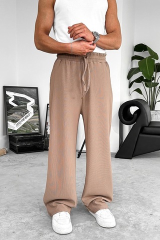 Kahverengi Likralı Fitilli Baggy Pantolon Kahverengi