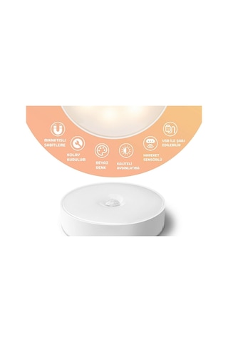 6 Adet PIR Hareket Sensörlü USB Şarj Edilebilir Dolap İçi Lamba