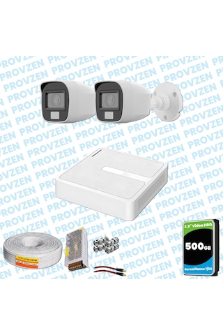 Provzen Hilook 2 Kameralı Full Hd Colorvu Mikrofonlu Güvenlik Kamerası Olay Anında Bildirim