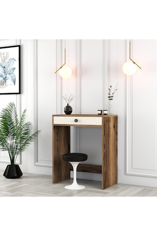 Lizbon Mini Makyaj Masası - Ceviz / Krem