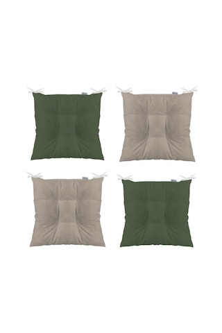Haki Bej 4'lü Kombin Pofidik Kare Sandalye Minderi 40 X 40 Cm