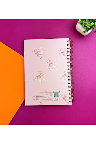 Benisa Shop Altın Yaldızlı Fiyonk Tasarımlı Konuşan Ajanda Tasarım Ajanda Açık Pembe
