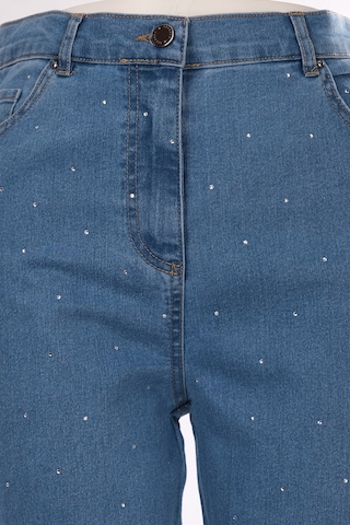 Seleste Minimalist Taş Detaylı Kadın Jean Pantolon - Midi Boy Lacivert
