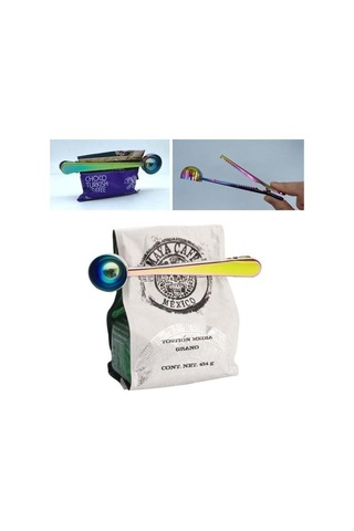 Büro Ev Ofis Hediyesi İçin Renkli Mandallı Paslanmaz Çelik Kahve Ölçü Kaşığı Gri