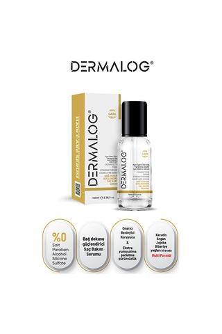 Dermalog Yanmış Yıpranmış Saçlar Için Pürüzsüzleştirici & Onarıcı Bağ Dokusu Güçlendirici Keratin Serumu 100 ML