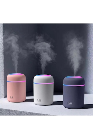 Led Işıklı 3'ü 1 Arada Ultrasonik Hava Nemlendirici Ve Aroma Difüzörü 300ml Kapasiteli Gri