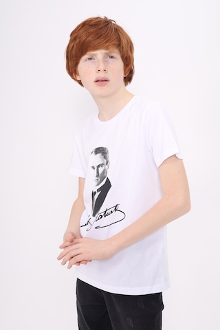Toontoy Kids Toontoy Unisex Atatürk Baskılı Çocuk Tişört - Beyaz