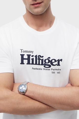 Tommy Hilfiger % 100 Pamuk Regular Fit Bisiklet Yaka T Shirt Erkek T Shirt Mw0mw43448 Ybr Beyaz