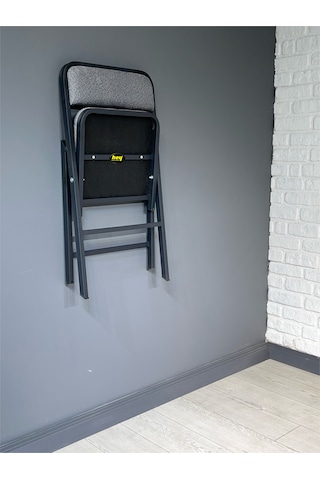 Hey Katlanır Mutfak Sandalyesi Yemek Balkon Bahçe Otel Gri Bukle