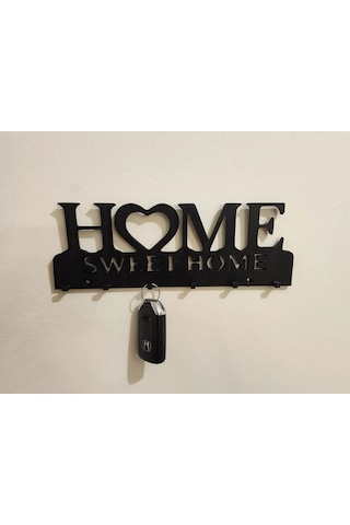 Buradabulabilirsin 3d Baskı Home Sweet Home Yazılı Anahtarlık Duvar Askısı Kalpli Anahtar Askısı Siyah Bbz