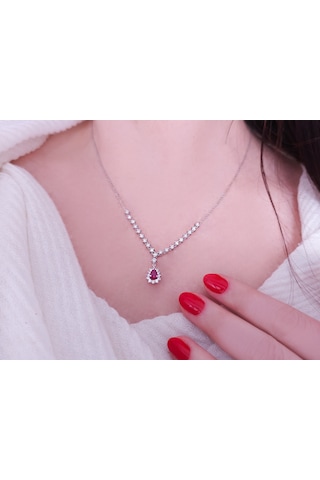 Sirius Pırlanta Ve Damla Yakut Taşlı Anturaj Kolye  0810P0005