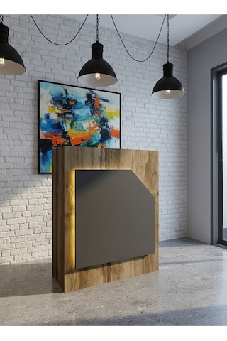 Resital Ledli Karşılama Bankosu G-90 Cm Ofis Kasa Resepsiyon Masası Banko-002-2-4
