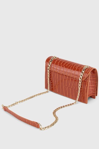 Housebags Kadın Turuncu Zincirli Kilitli Timsah Desenli Çapraz Askılı Çanta 224 Turuncu