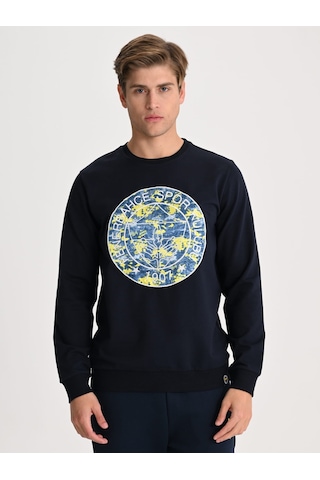Fenerbahçe Lacivert Tribün Kamuflaj Logolu Erkek Sweatshirt Fb Laci Yeni