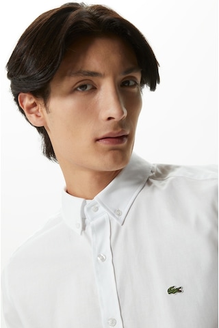 Lacoste Mens Slim Fit White Shirt Dar Kesim Pamuklu Erkek Gömlek Beyaz