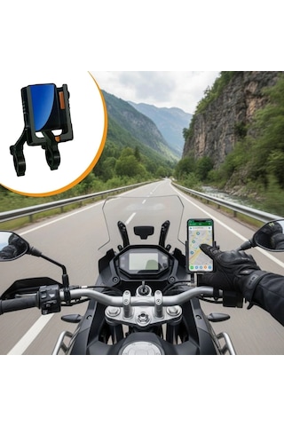 Evrensel Motosiklet Telefon Tutucu Kaymaz, Kilitlenebilir Güvenli Tutuşlu, 360 Ayarlanabilir Gido