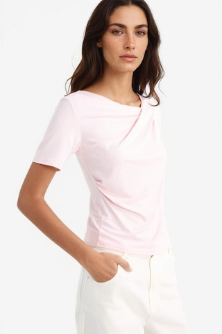 Defacto Slim Fit Dar Kesim Kayık Yaka Kısa Kollu Tişört F8008ax25aupn648 Pembe