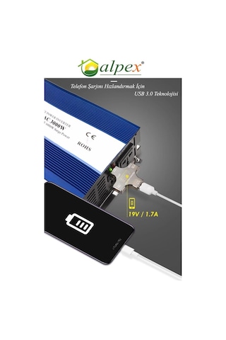 Alpex 1500 Watt 24 Volt Tam Sinüs İnverter