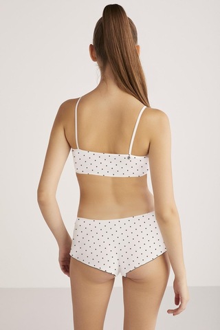 Kom Polka Puantiyeli Kadın Şort Beyaz 001
