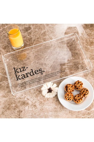 Hediyesepeti Kız Kardeş Kelime Anlamlı Hediye Tepsi - 22 X 40 Cm - Suya Dayanıklı Tasarım Sku: Smg8690010573681 Açık Mavi