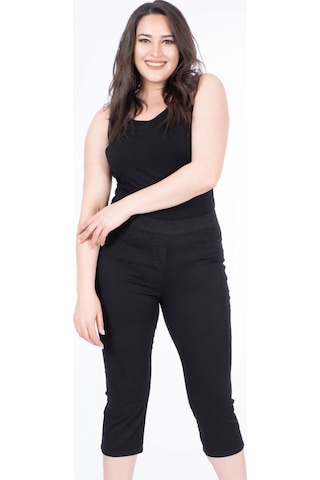 Myline Beli Lastikli Kapri Pantolon - Siyah