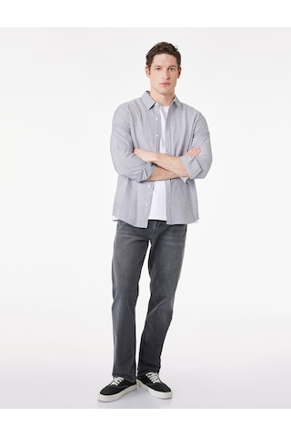 Koton Düz Paça Normal Bel Straight Fit Jean Pantolon - Mark Jean Antrasit 7wam40131nd